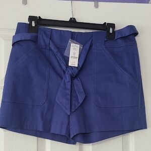 Women's Blue Tie-Front Shorts